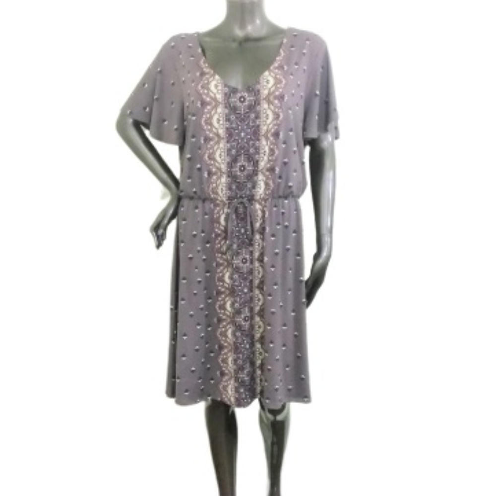 Maurices Floral Patterned Faux Drawstring Dress